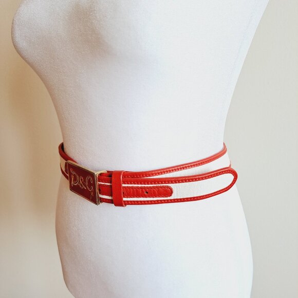 Dolce & Gabbana Red White Leather Synthetic Belt Size 75 main image 12